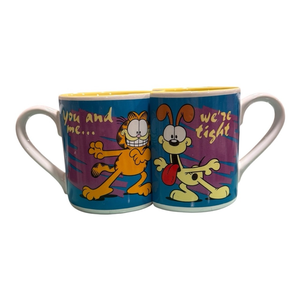 Vintage Garfield & Odie Connecting Mug Set by Enesco You and Me We’re Tight 1978